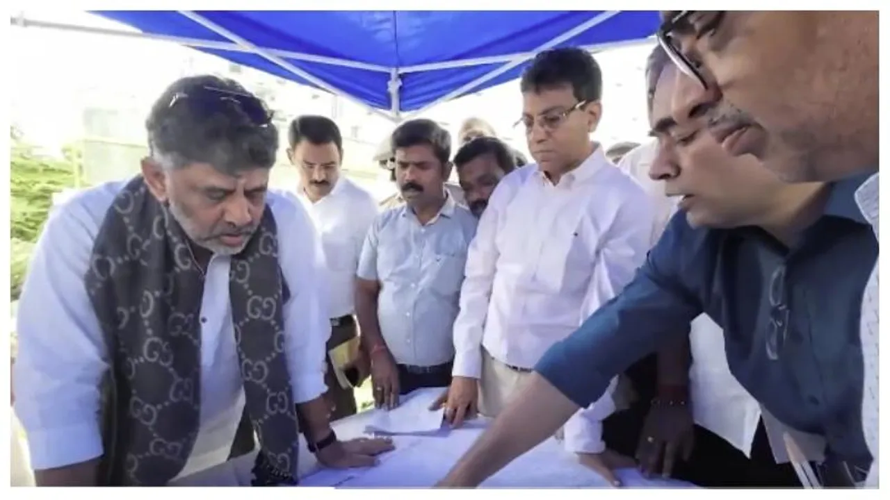 Bengaluru Development Minister Shivakumar inspects flood-prone areas near Manyata Tech Park