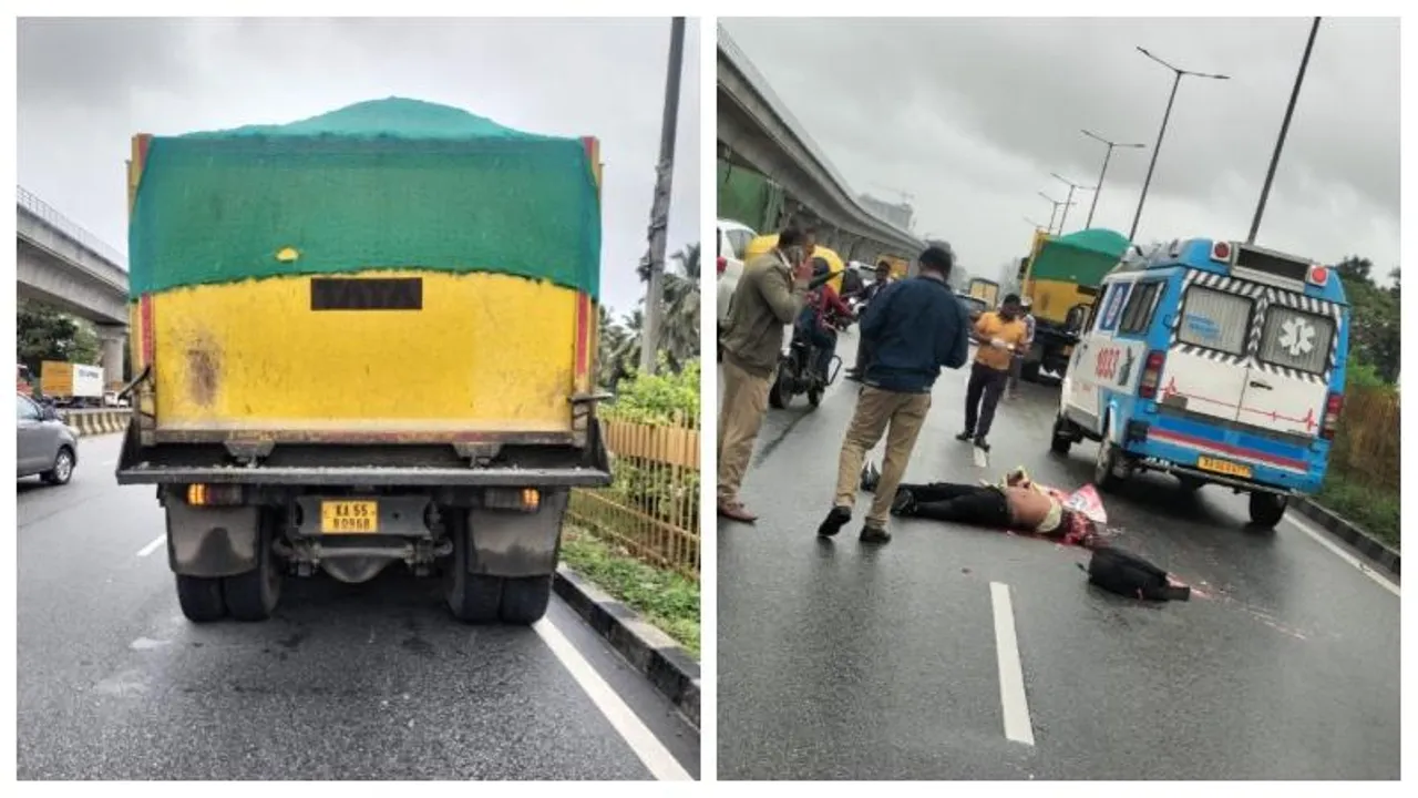 Tragic accident on Bengaluru-Tumakuru Road: Tipper truck crushes biker to death