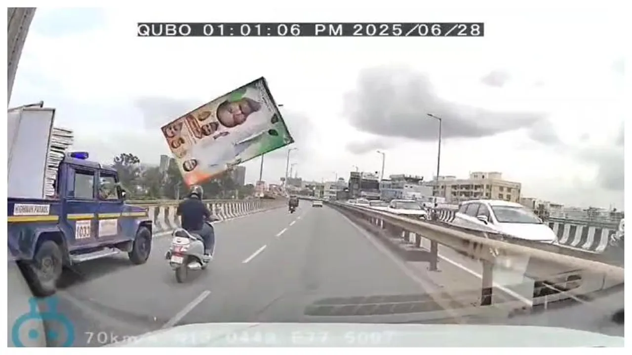 B'luru: Unauthorized flex banner falls on moving car near Nelamangala, family alleges negligence