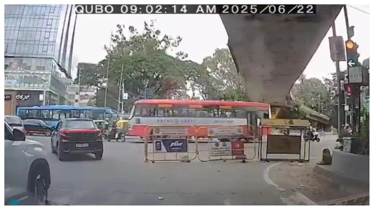 Narrow escape at Bengaluru signal: Biker saved just inches from tragedy