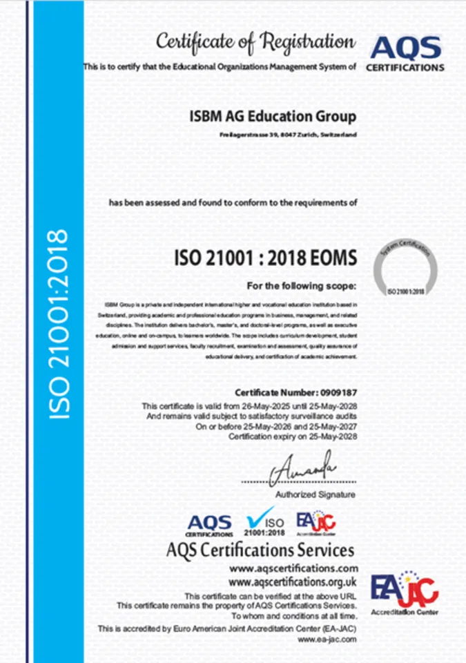 Swiss International University Reinforces Quality Commitment Through ISO 21001:2018 Certification