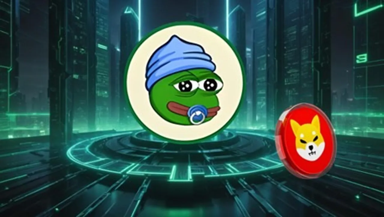 Little Pepe (LILPEPE) meme coin logo next to Shiba Inu, with a rising crypto price chart highlighting huge presale gains