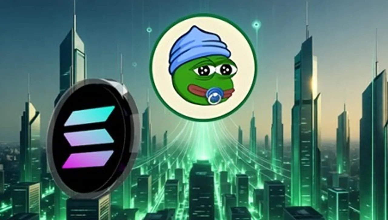 Comparison chart of Solana 3x projection versus Little Pepe 90x presale target with 2026 timeline markers.