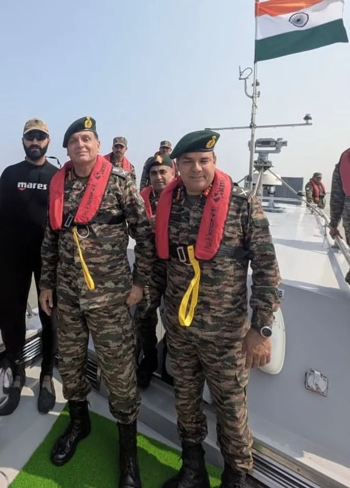 Lt Gen Dhiraj Seth PVSM UYSM AVSM reviewing operations with Southern Command officers at Bhuj Military Station Gujarat