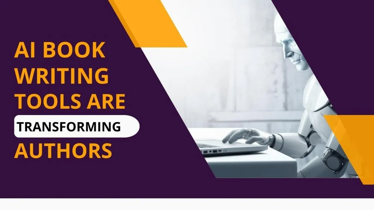 AI-assisted book writing concept showing authors using artificial intelligence tools to generate ideas and drafts.