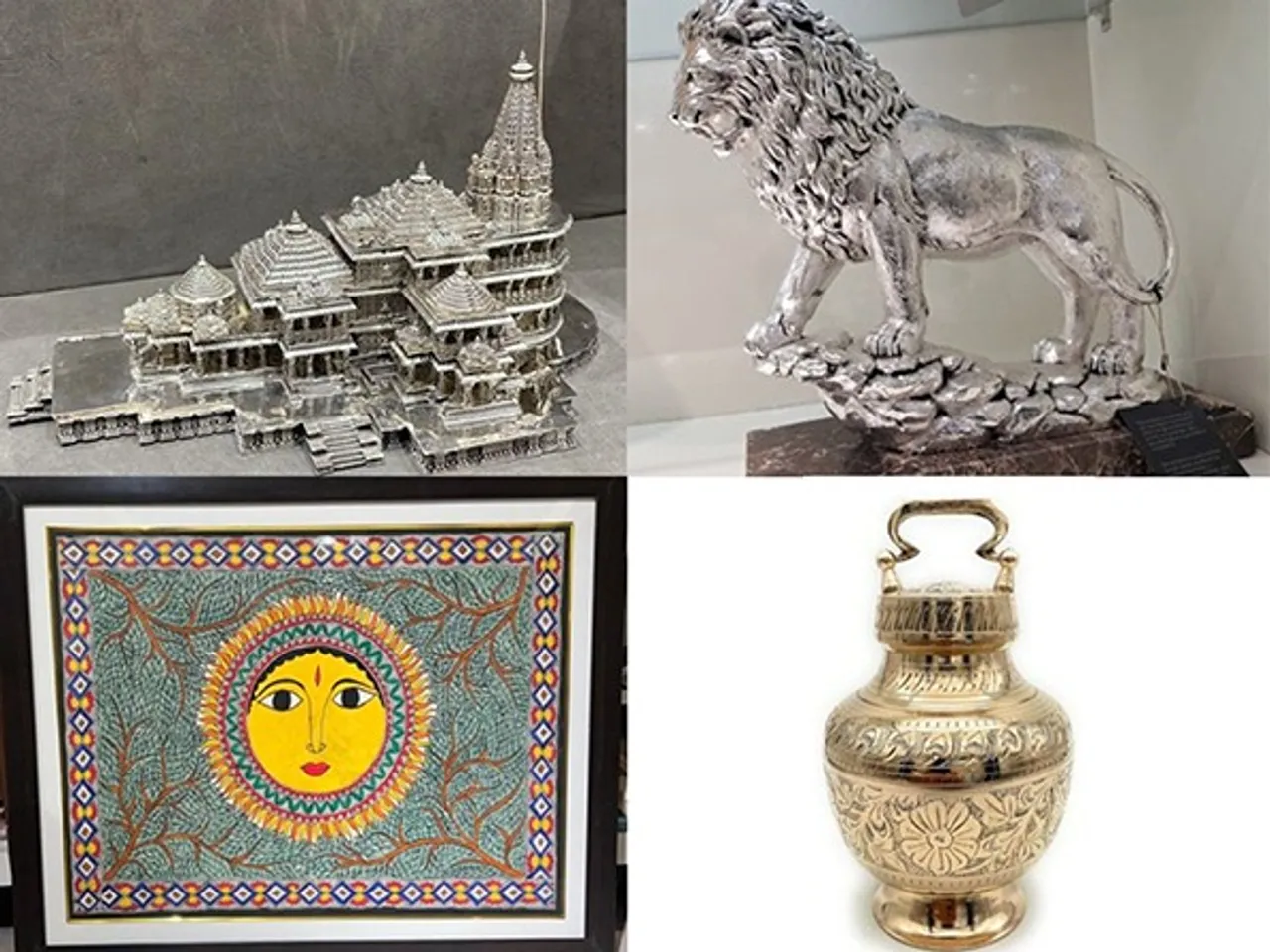 Ram Temple replica, Hand-etched silver lion, Madhubani painting and Kalash with sacred Sarayu water shared by PM Modi as cultural gifts (Photo/ANI)