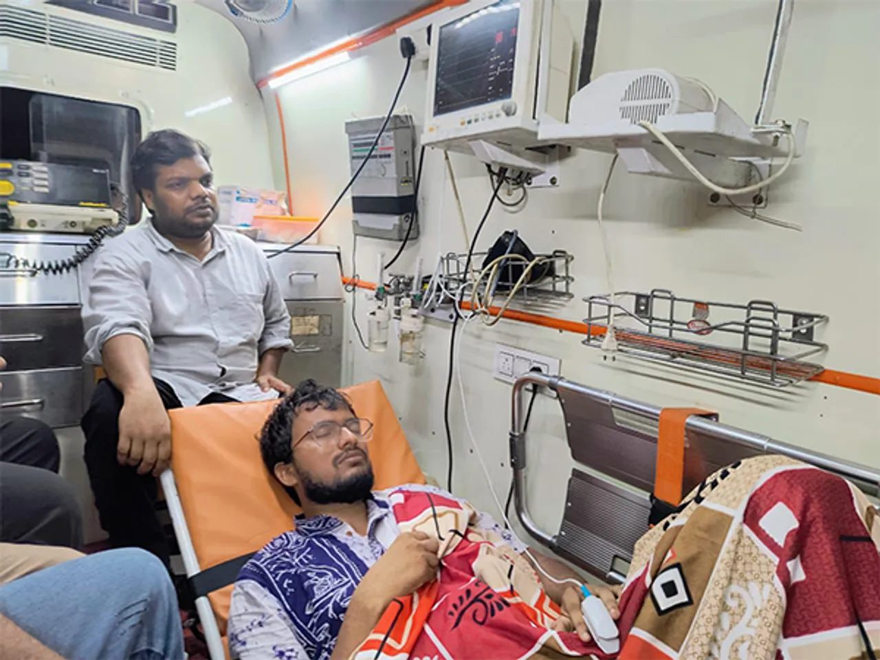 JNUSU president Nitish Kumar hospitalised (Photo/ANI)