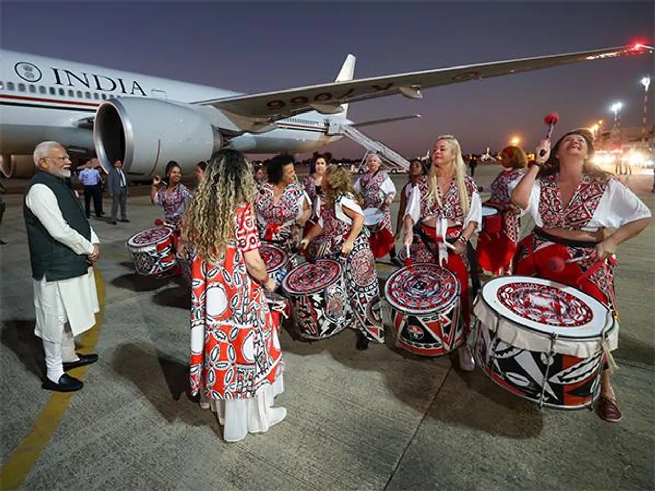 Batala Mundo band performs at Brasilia airport (Image: X@narendramodi)