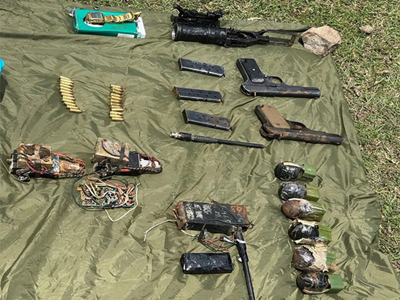 Seized explosives, arms and ammunition (Photo Credit: Indian Army)
