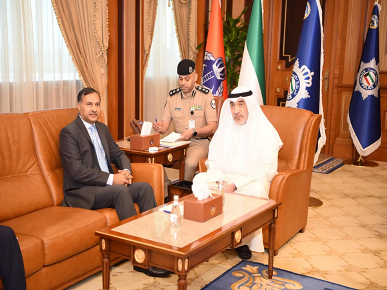 Indian Ambassador Adarsh Swaika calling upon Kuwait’s Deputy PM Fahad Yousef Saud (Photo/ X@indembkwt)