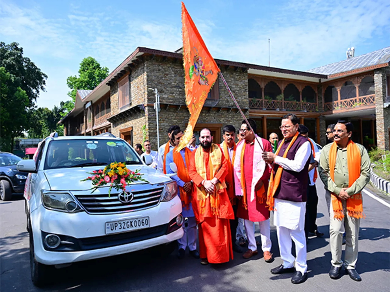 Uttarakhand Chief Minister Pushkar Singh Dhami flags off Kalash Yatra (Photo/ANI)