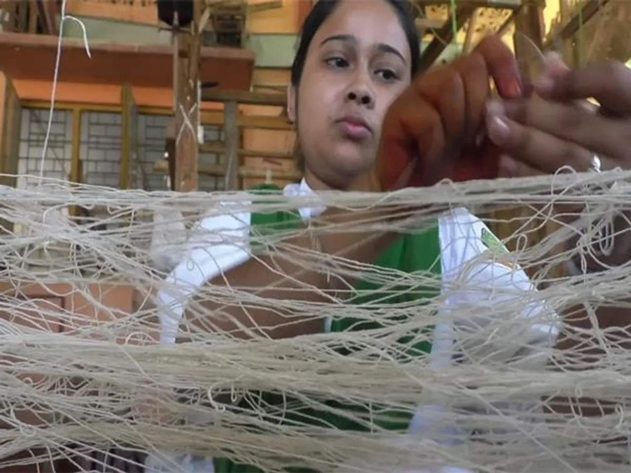 Sivasgar Girls’ College students participating handloom and textile internship (Photo/ANI)