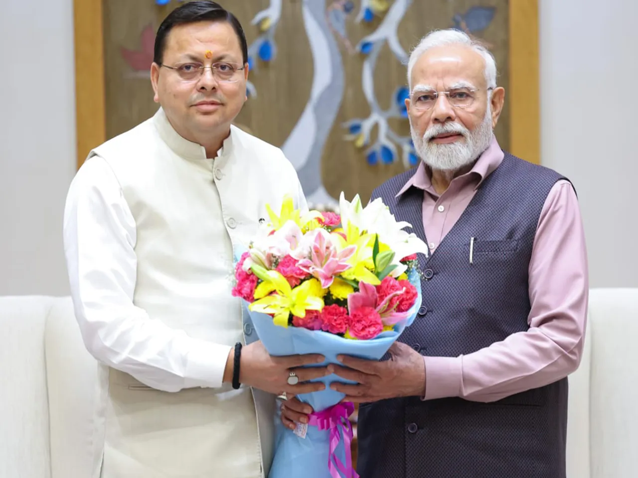 Uttarakhand CM Pushkar Singh Dhami meets PM Narendra Modi (Photo: ANI)