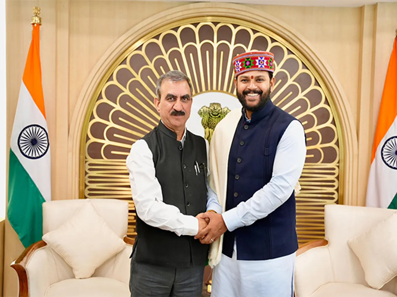 Himachal CM Sukhvinder Singh Sukhu (left) calls on Union Civil Aviation Minister  Kinjarapu Rammohan Naidu (Photo/X@SukhuSukhvinder)