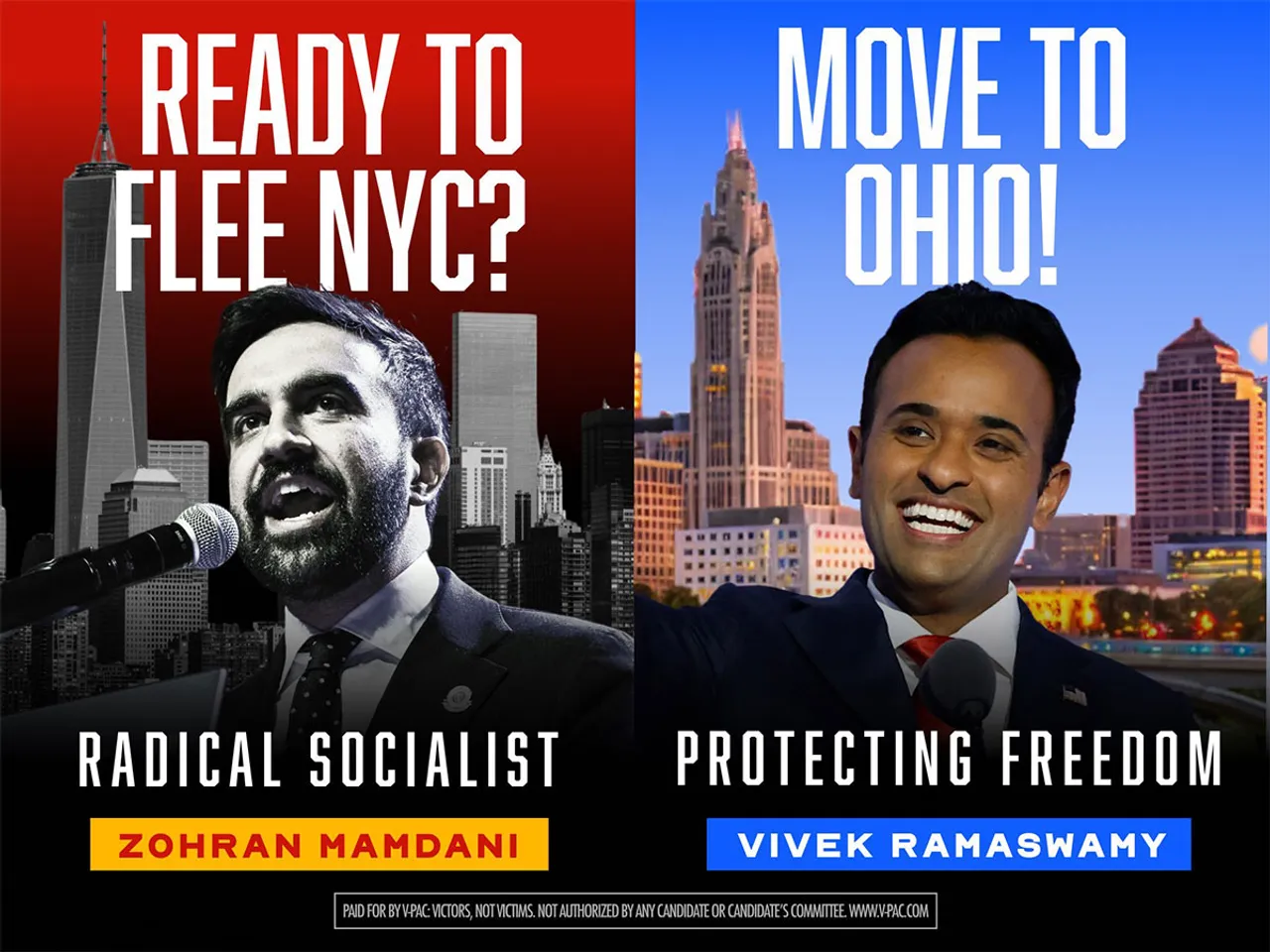 Ramaswamy targets "radical" Mamdani, 'invites' NYC people to move Ohio . (Photo/X@Ramaswamy PAC)