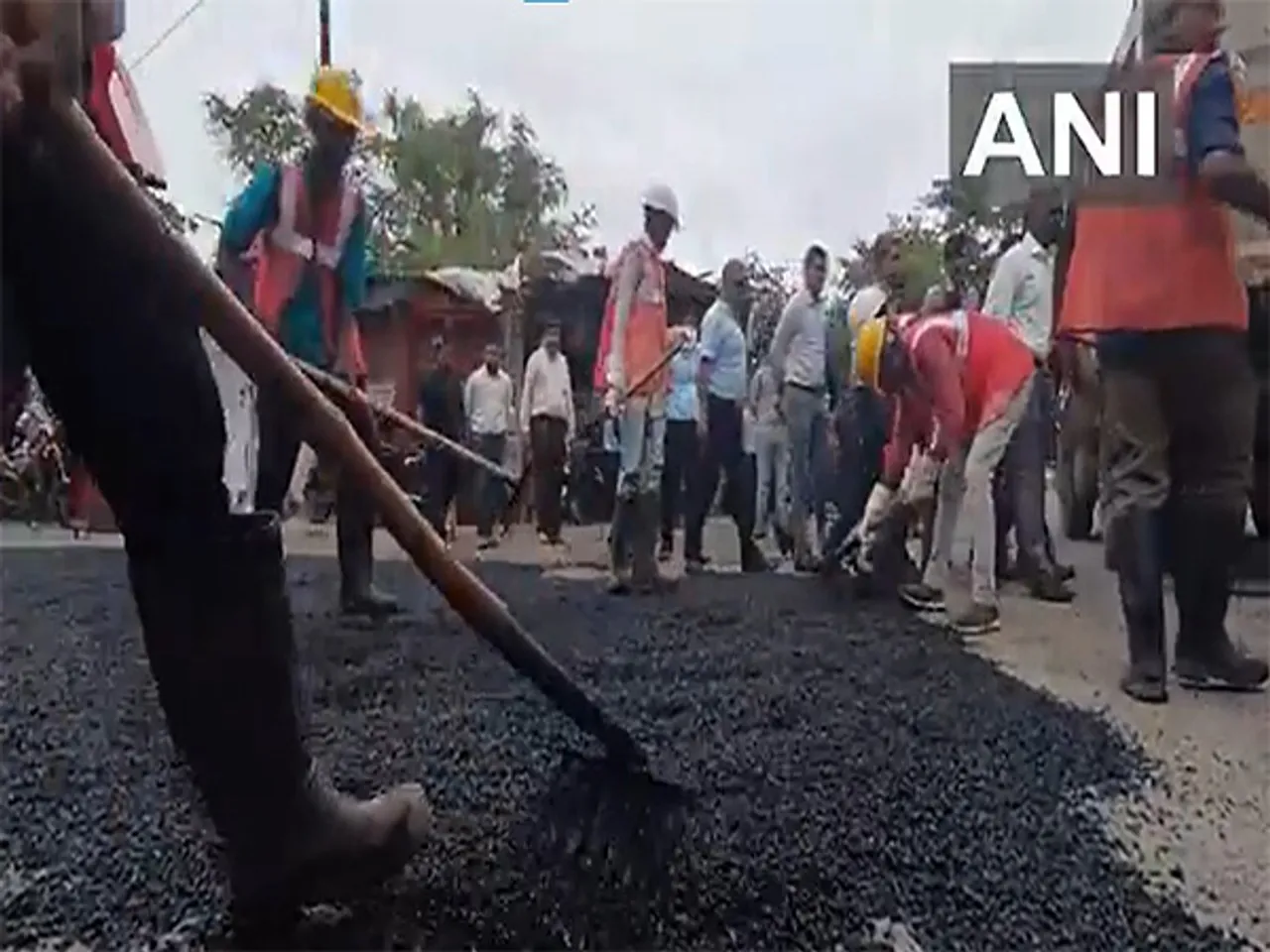 Road repair work in Vadodara (Photo: ANI)