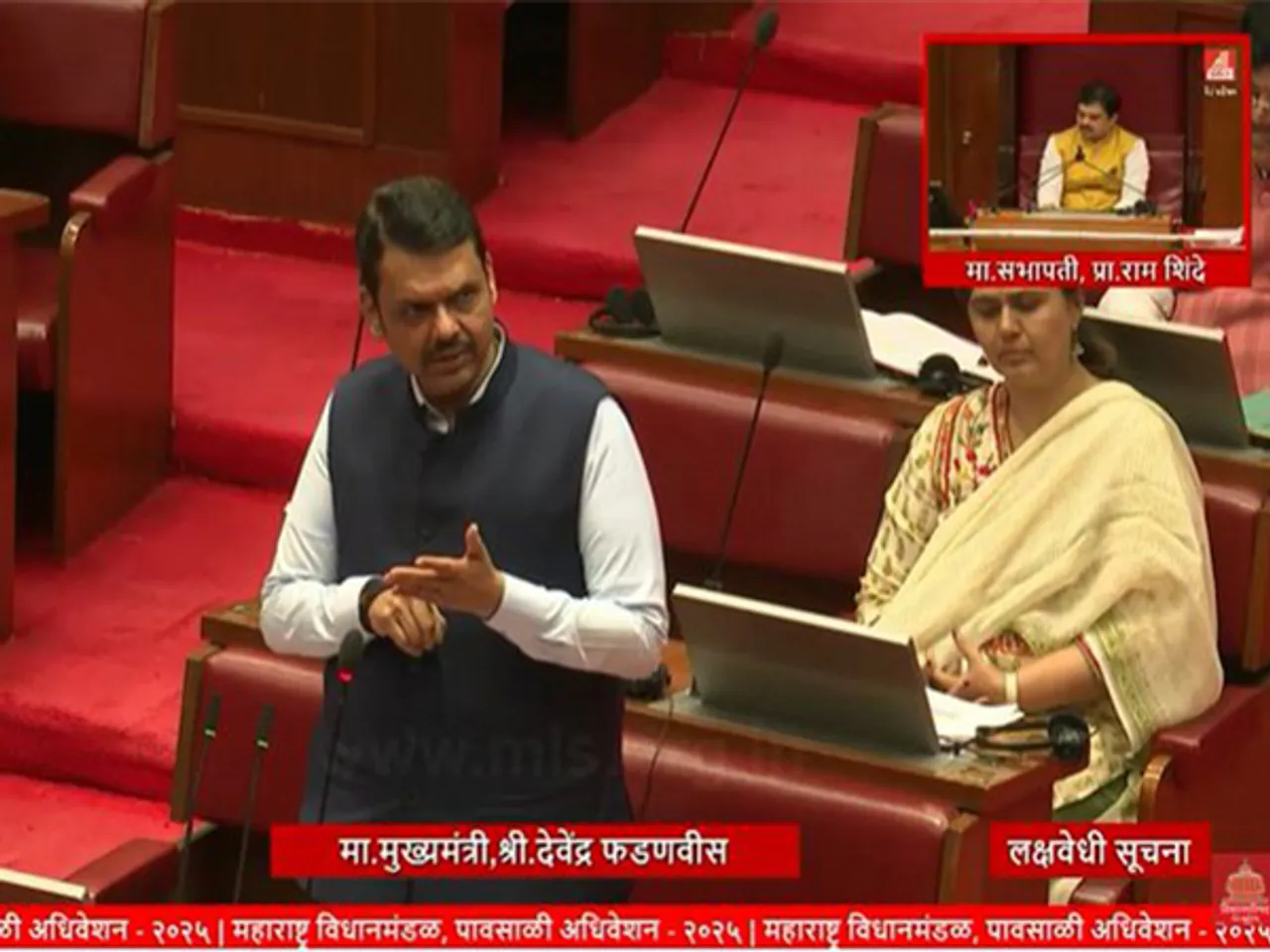 Maharashtra CM Devendra Fadnavis speaking on religious conversions. (Screengrab of video from Maharashtra Council feed on YouTube)