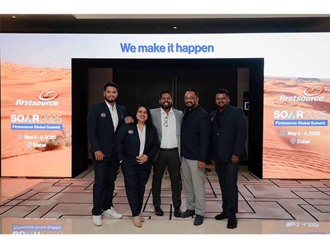 L–R: Omkar Bandekar (Sr. Event Exec), Loretta Fernandes (Head–Biz Dev), Daniel Hiremath (Founder), Jonathan D’Souza (Head–Sales), Shelton Fernandes (Tech Specialist)