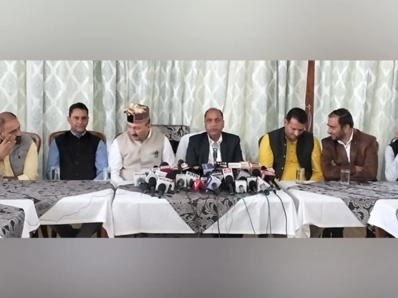 BJP's Jai Ram Thakur addressing a press conference in Shimla (Photo/ANI)