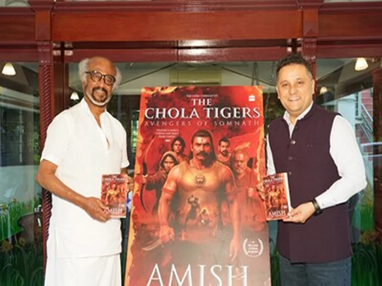 The cover of The Chola Tigers was revealed by Indian cinema's superstar and living legend Rajinikanth, along with the author Amish, in a private ceremony in Chennai.