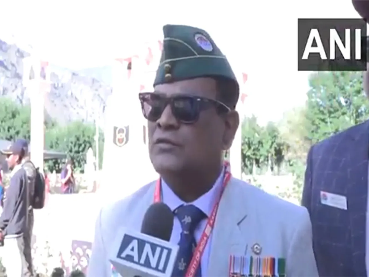 Air Force Veteran Trilok reflects on Kargil War at 26th Vijay Diwas in Dras. (PhotoANI)