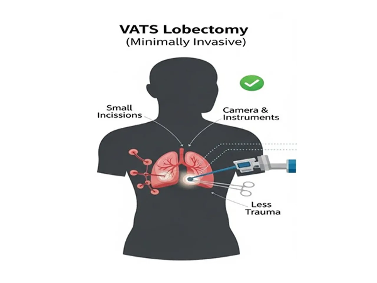 Minimally invasive VATS lobectomy at Porunai Hospital using small incisions and a camera to reduce lung trauma and speed up recovery