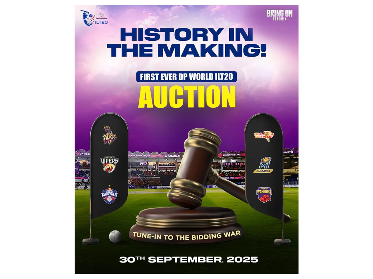 The auction will be held on September 4. (Photo: ILT20)