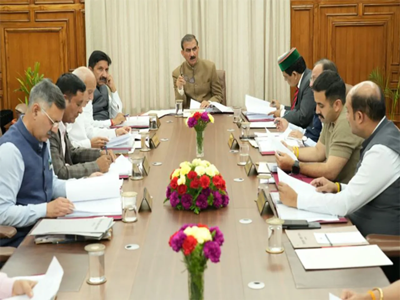 Himchal Pradesh Chief Minister Sukhvinder Singh Sukhu during the State Cabinet meeting (Photo/X: @SukhuSukhvinder)