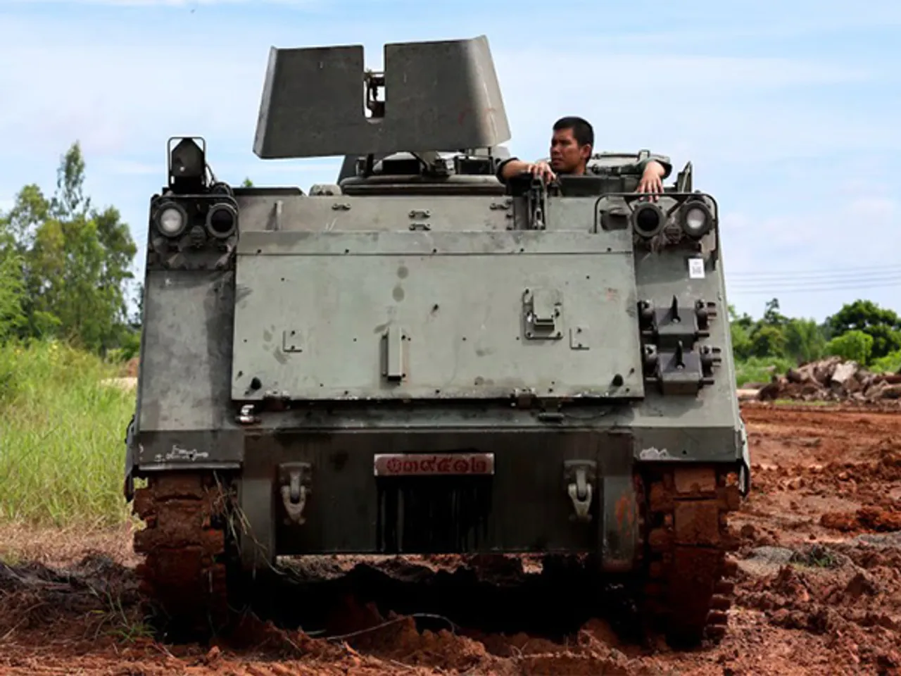 A Thai soldier sits inside an Armoured Personnel Carrier (APC) near the Thailand-Cambodia border in Sisaket province, Thailand (File Photo/Reuters)