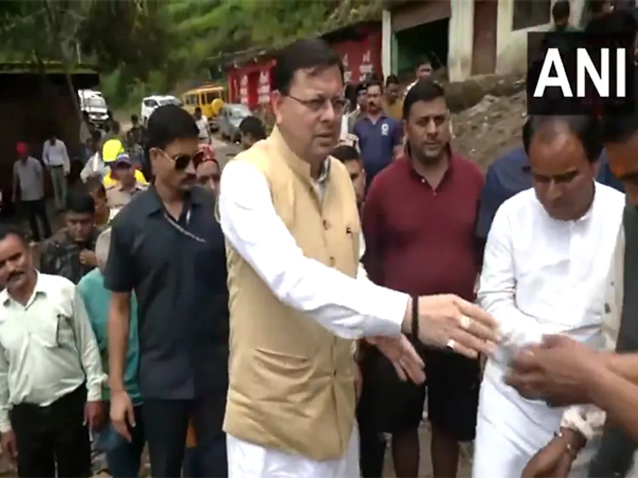 Uttarakhand CM Pushkar Singh Dhami reached Sainji village (Photo/ANI)