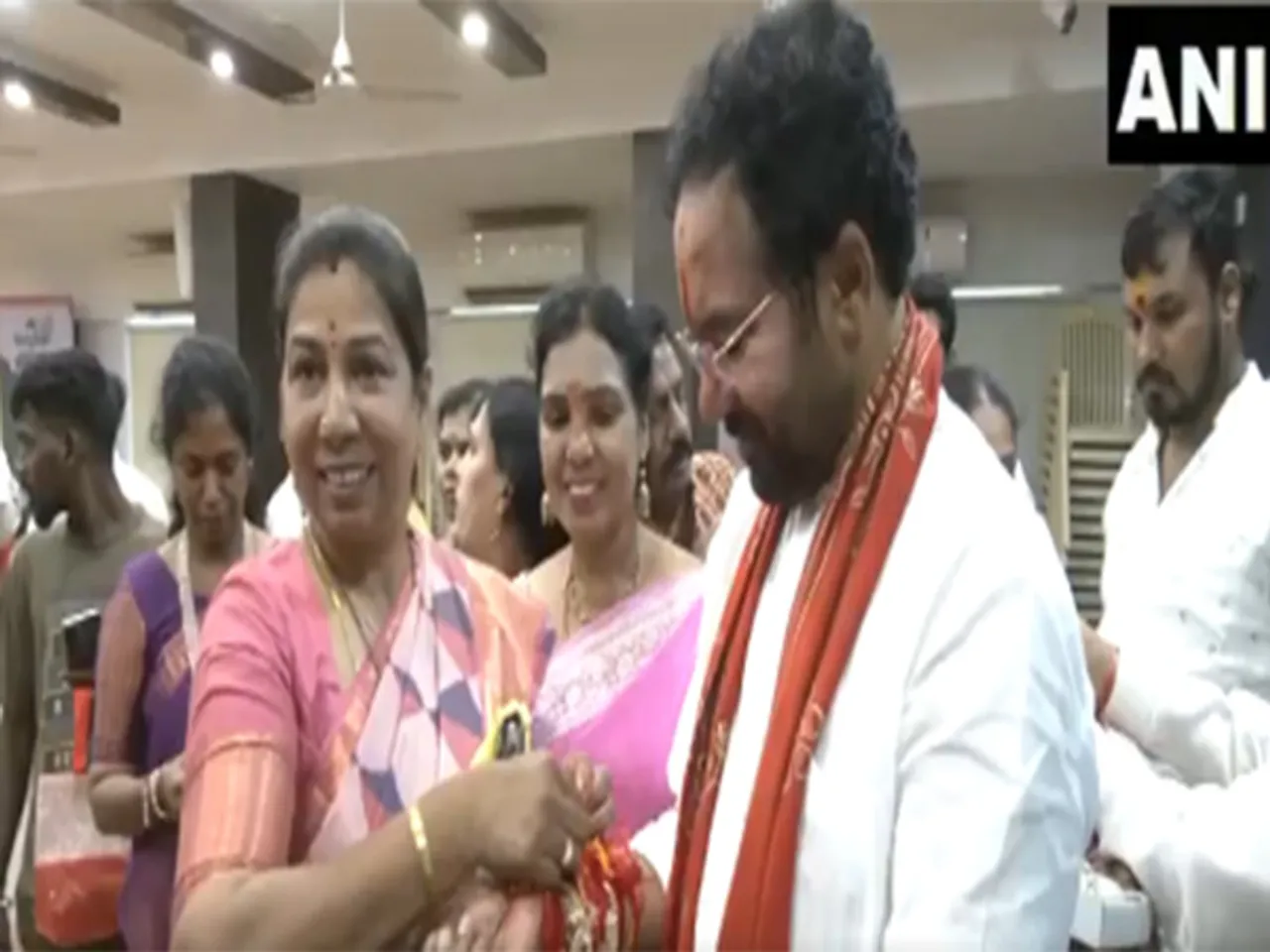 Union Minister G Kishan Reddy celebrates Raksha Bandhan (Photo/ANI)