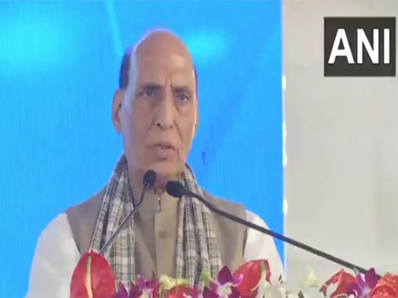 Defence Minister Rajnath Singh in Madhya Pradesh's Raisen (Photo/ANI)