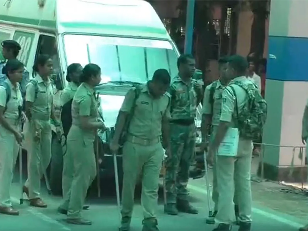 Police personnel deployed outside hospital where minor girl was admitted after self-immolation (Photo/ANI)