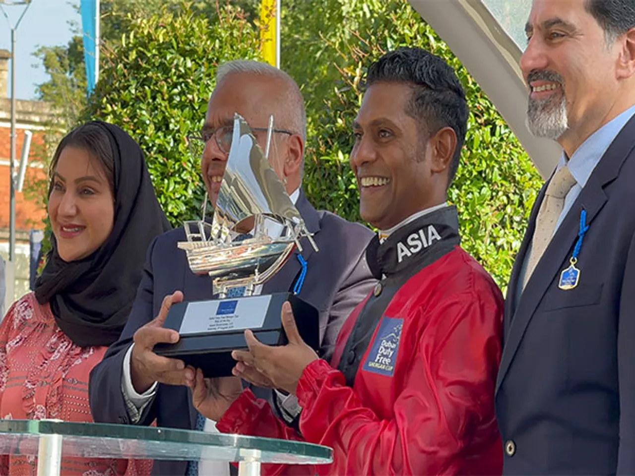 Suraj Narredu with the Shergar Cup Trophy (Photo: Suraj Narredu's media team)