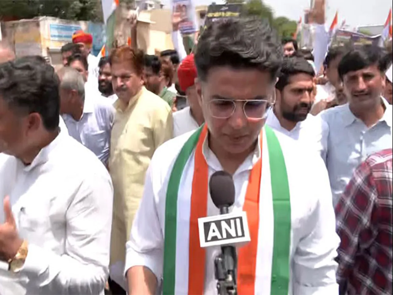 Congress leader Sachin Pilot at his party's protest rally in Rajasthan's Jaipur on Wednesday against "vote theft" (Photo/ANI)