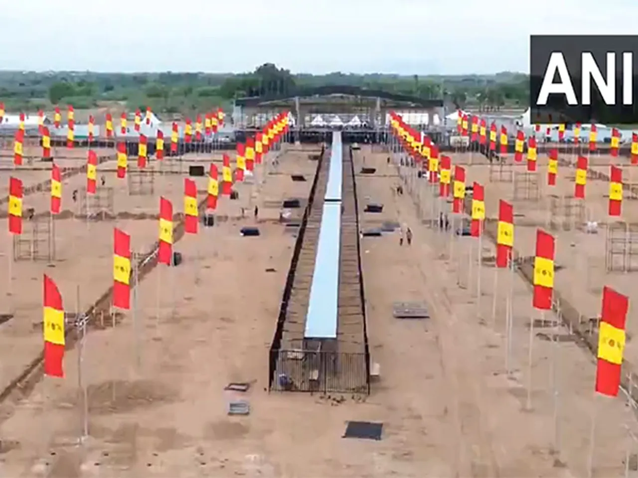 Drone visuals from the venue TN's Madurai, where TVK's second state conference is to be held on August 21 (Photo/ANI)
