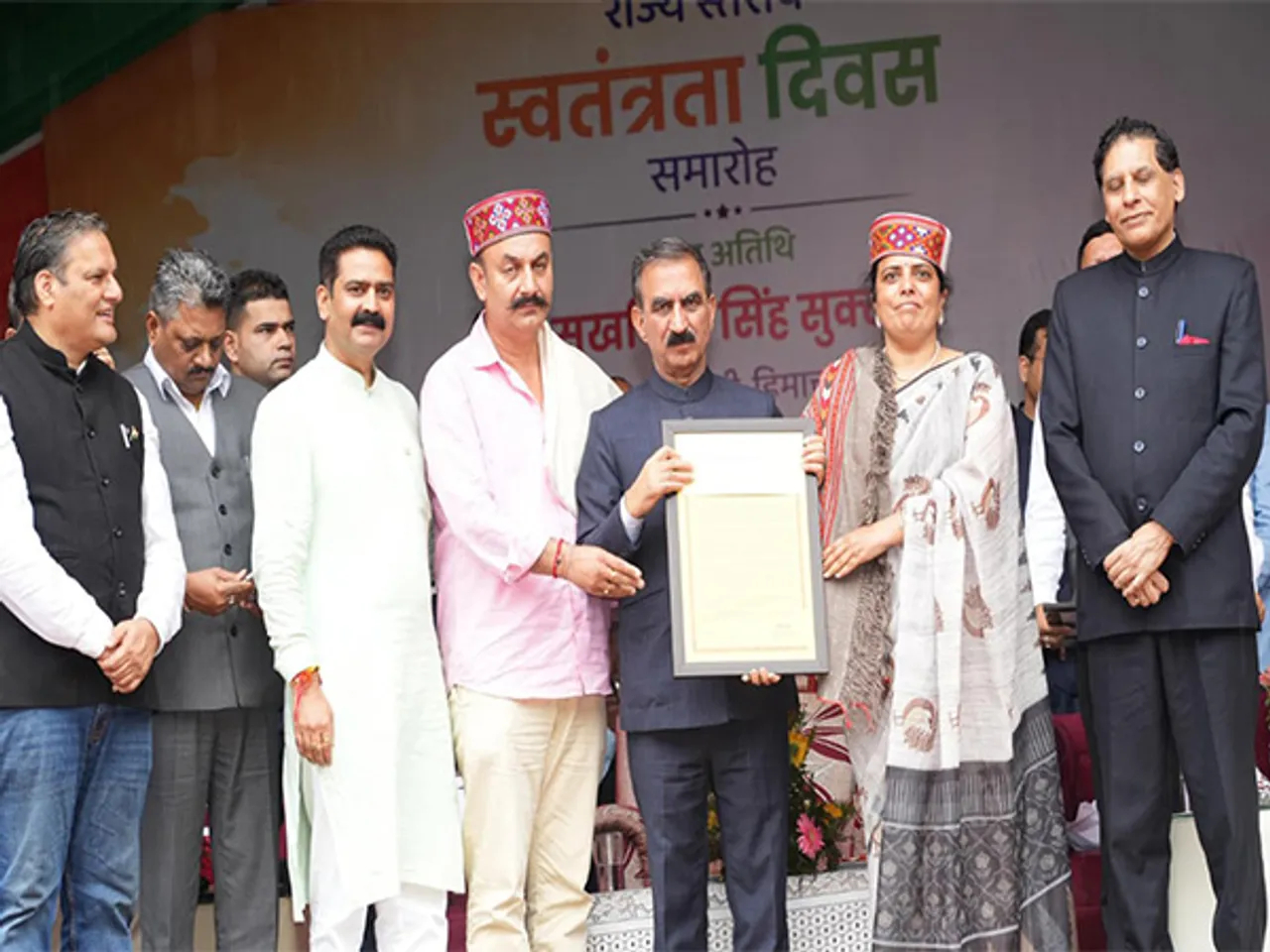 Himachal Pradesh CM launches Him Bhog wheat flour, daliya, turmeric products in Mandi, honours various individuals for valuable contributions in multiple fields. (PhotoANI)
