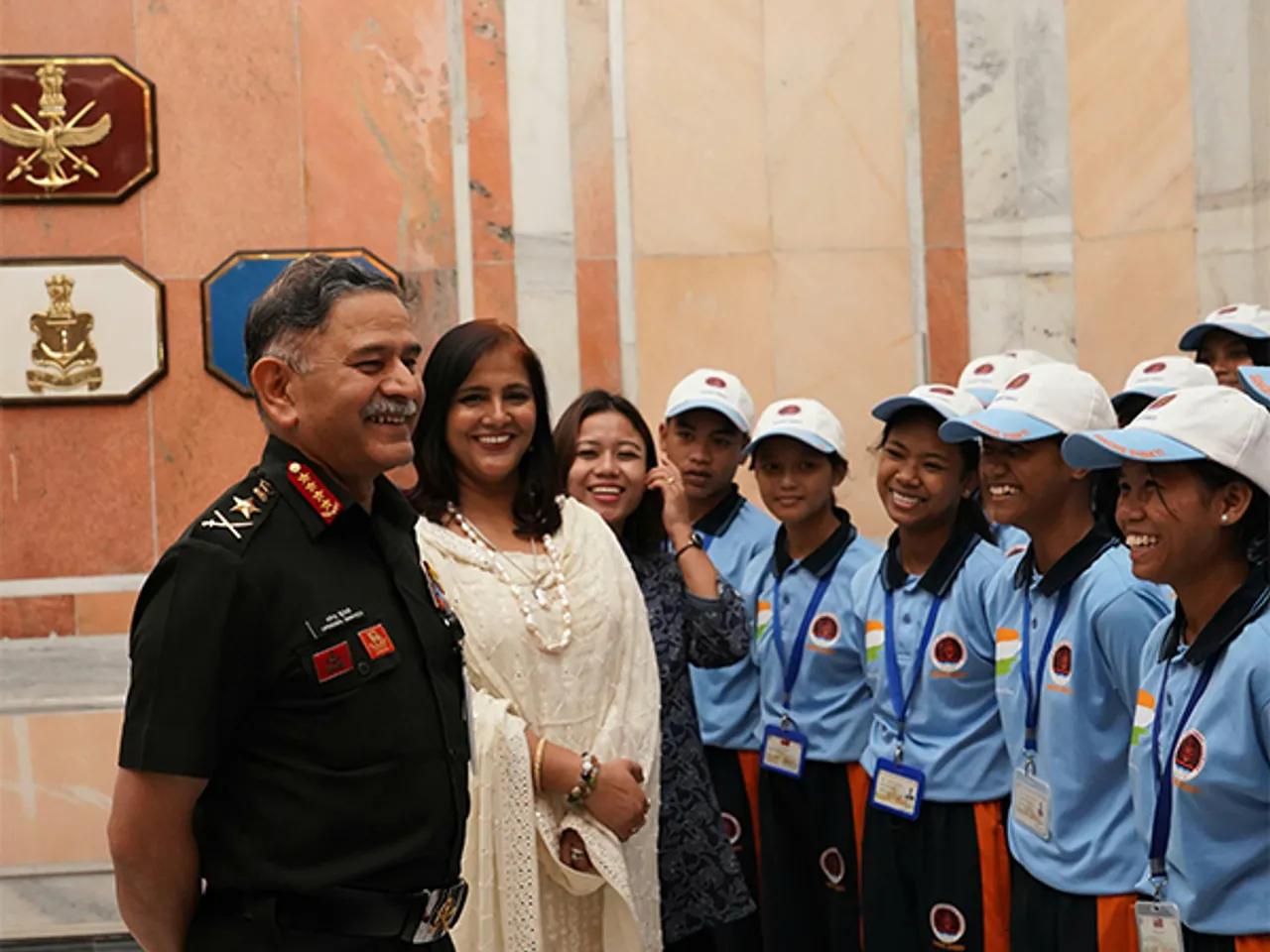 COAS Gen Upendra Dwivedi interacting with tribal students from Andaman Islands (Photo/ANI)