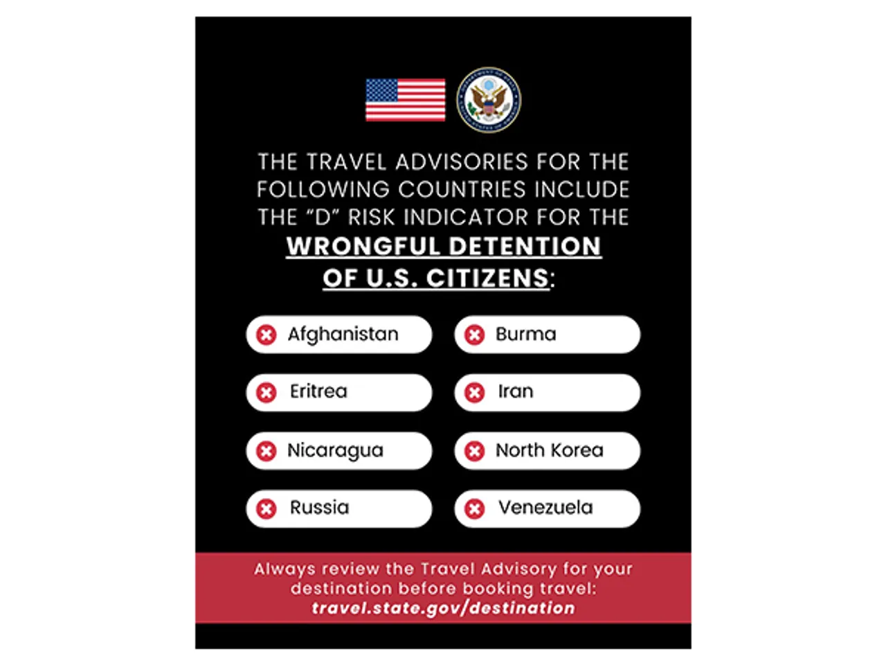 Travel advisory issue by US Department of State (Photo credits: X/@TravelGov)