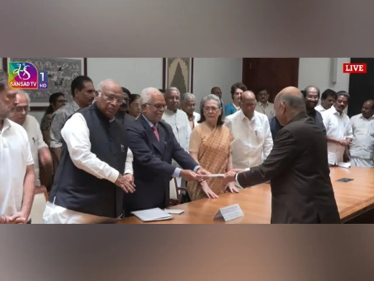 INDIA bloc VP nominee B Sudershan Reddy files nomination. (Photo/Sansad tv)