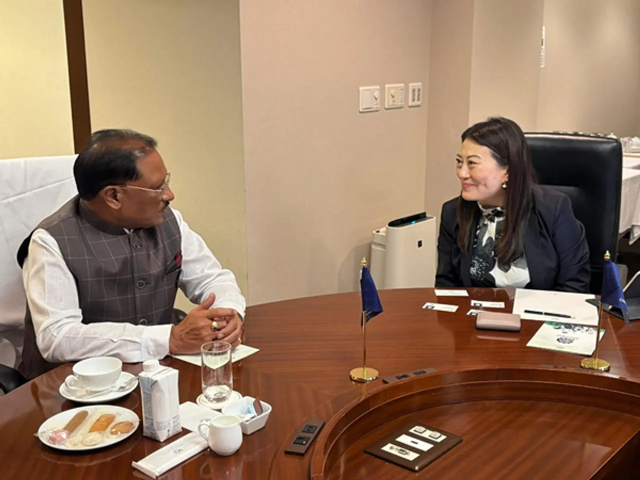 Chhattisgarh CM Vishnu Deo Sai with Kayo Ito, CEO of of NTT Ltd (Photo/X@vishnudsai)