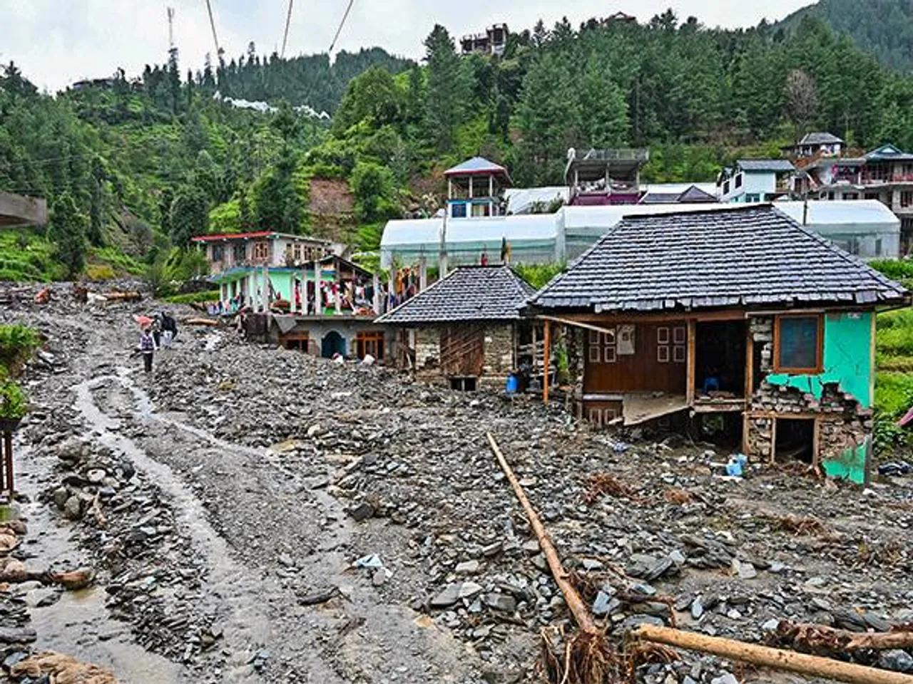 Visual of damage following floods in Himachal Pradesh (Photo: ANI)