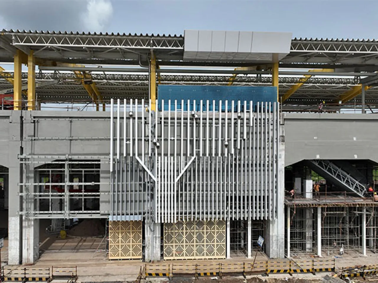 Visual of an under construction bullet train station (Photo: @RailMinIndia/X)