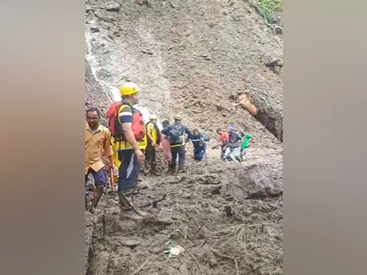 SDRF rescues over 70 villagers in Rudraprayag. (Photo/ANI)