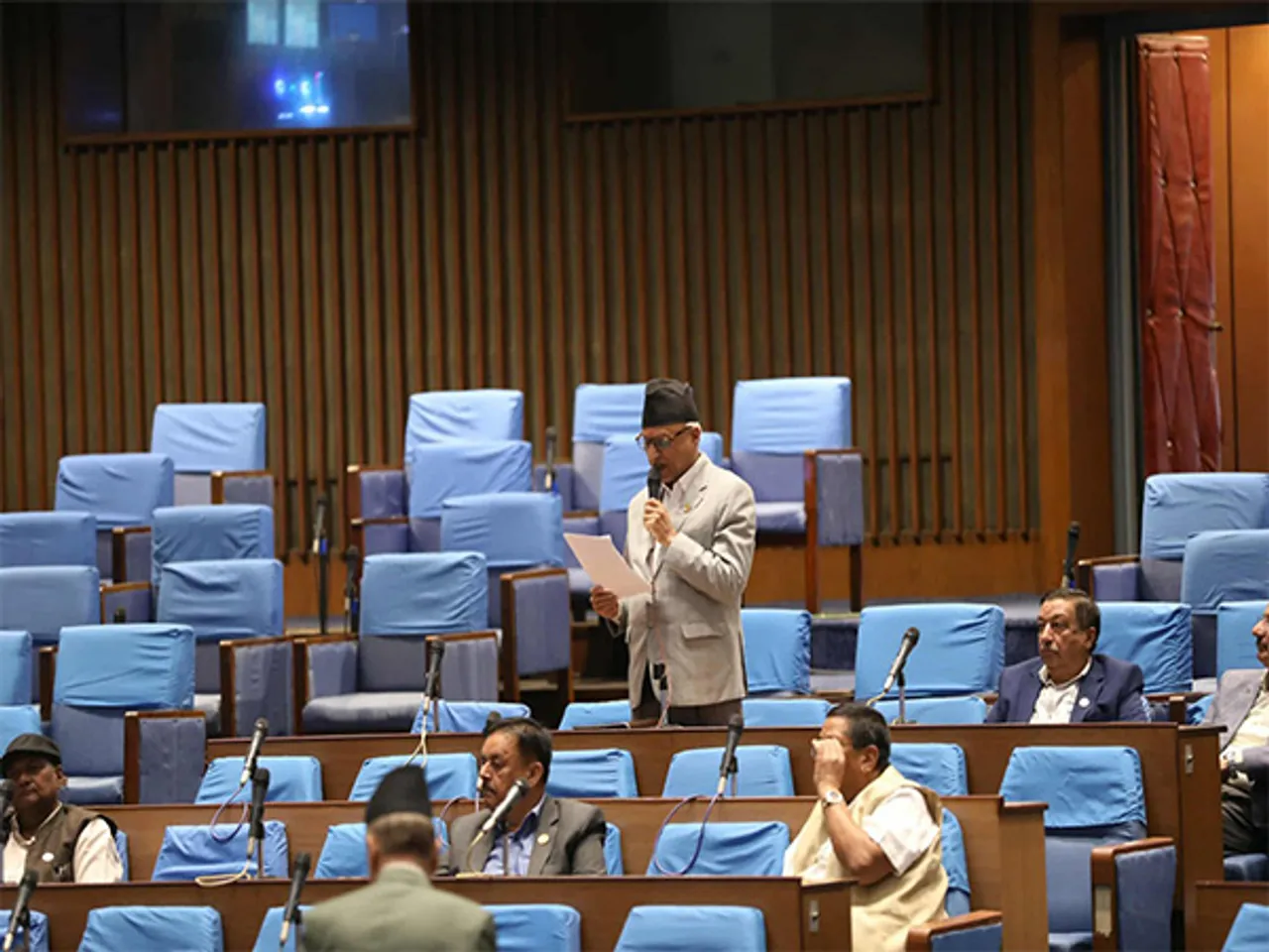 Nepali lawmaker speaking in parliament (Photo credit: Federal Parliament Secretariat, Nepal)