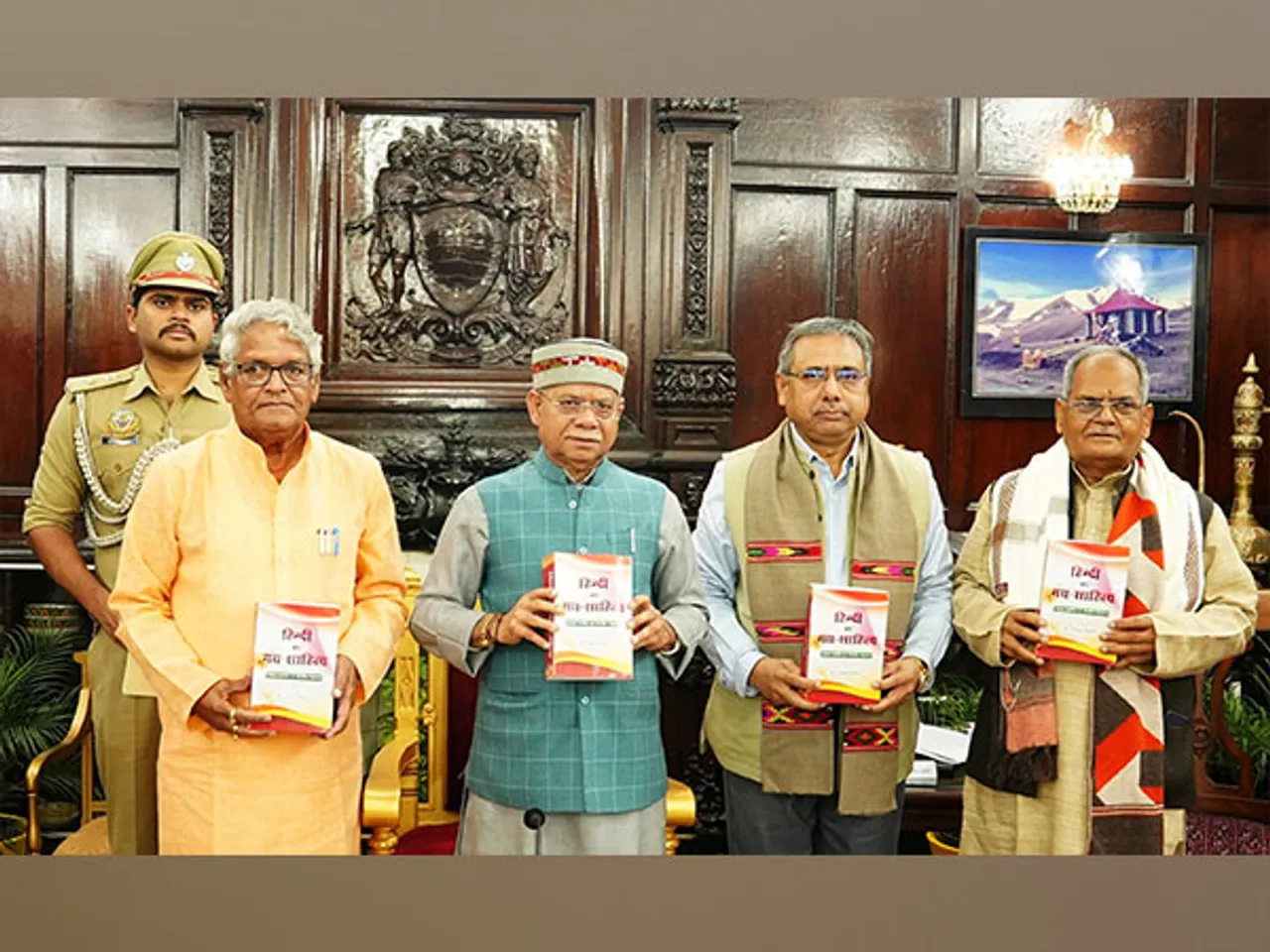 Himachal Governor Shiv Pratap Shukla releases 16th Edition of Hindi Ka Gadya Sahitya. (Photo/ANI)