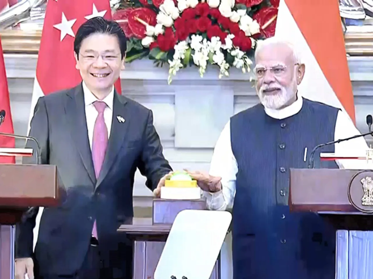 PM Modi holds talks with Singaporean counterpart Lawrence Wong (Photo/ANI)