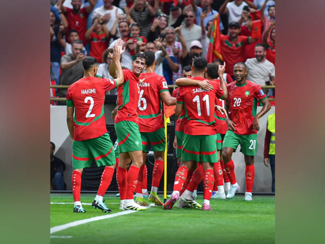 Morocco players celebrating (Photo: @EnMaroc/X)