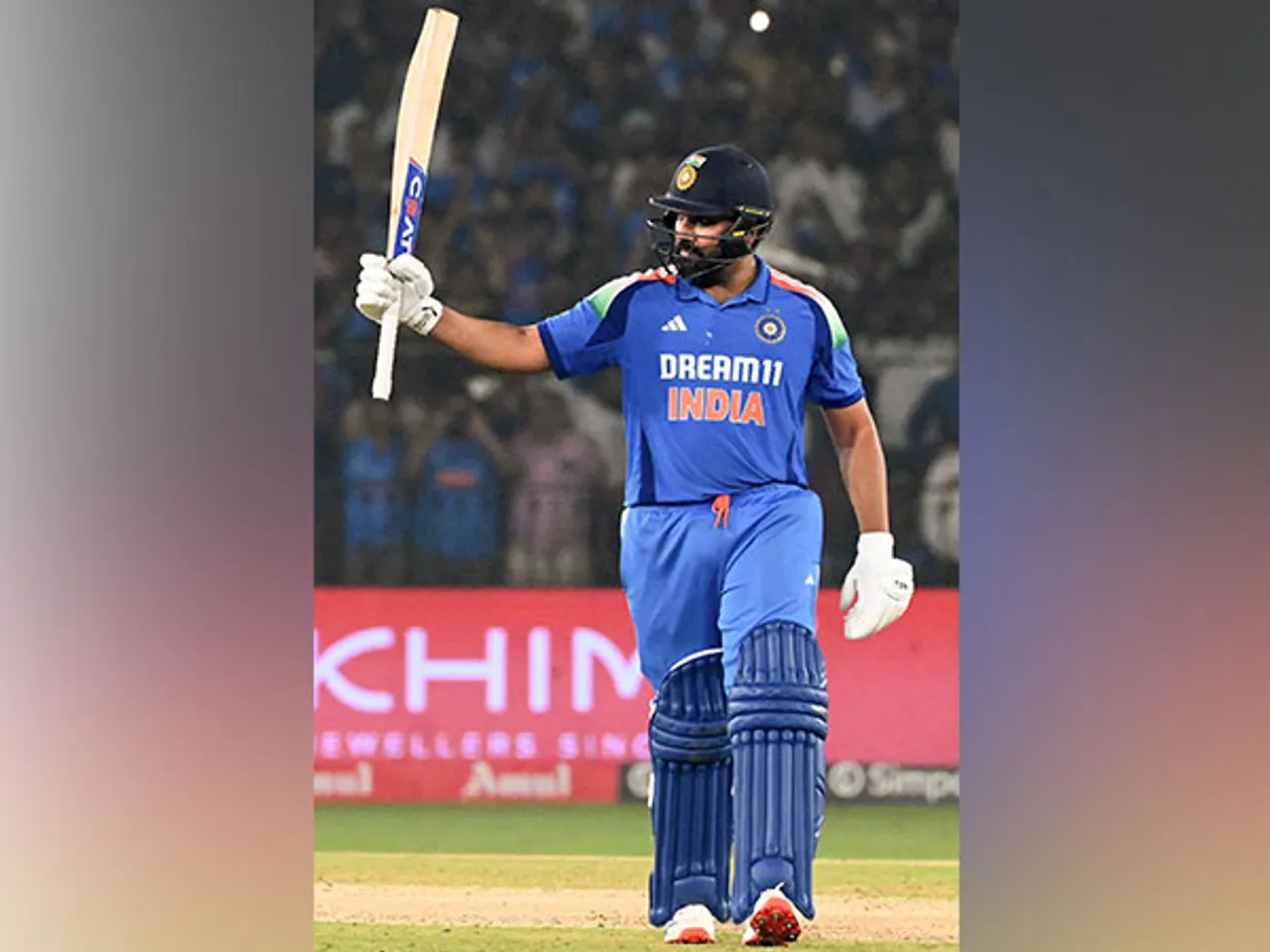 Rohit Sharma celebrates his century. (Photo/ANI)