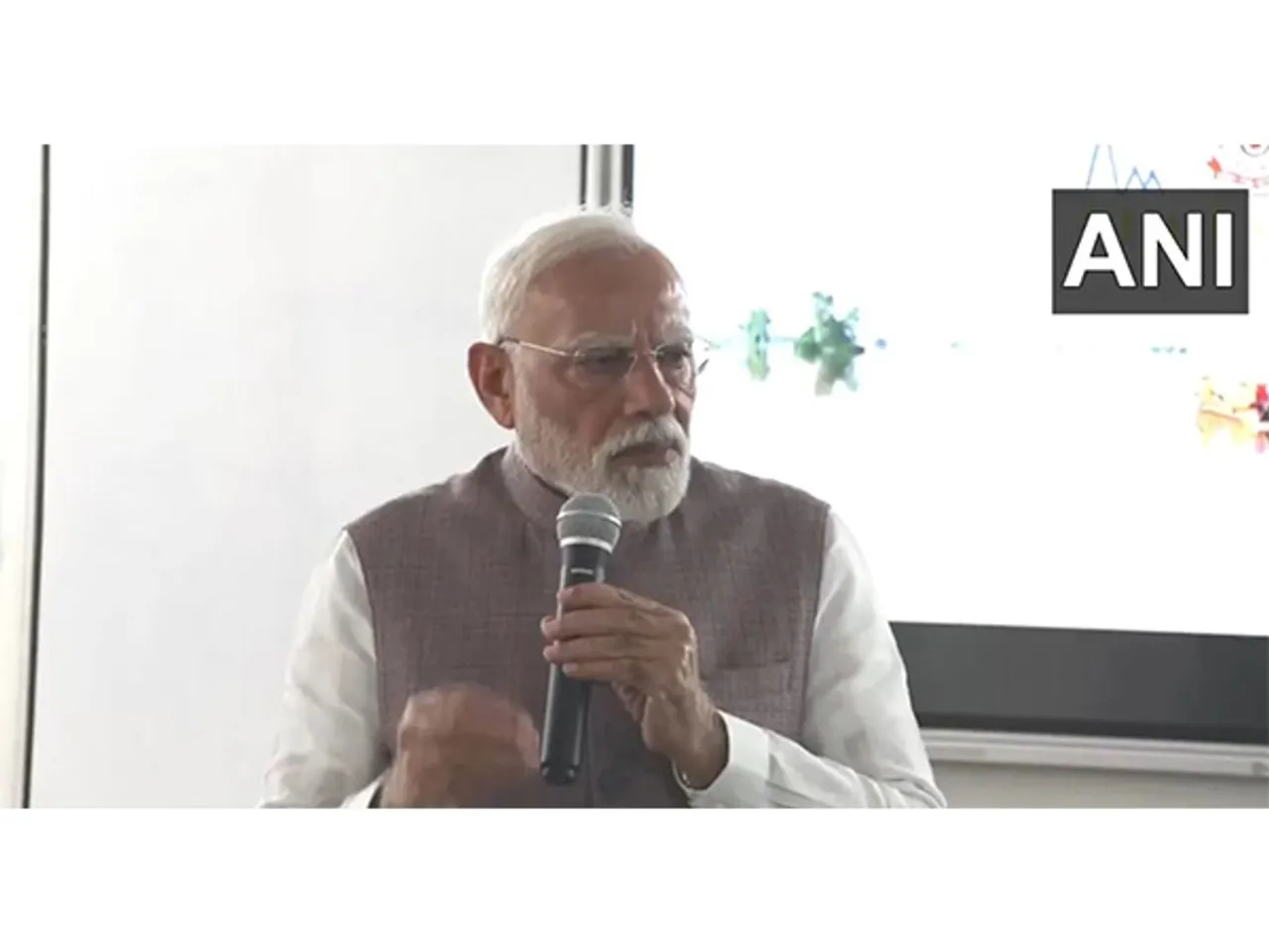 PM Modi speaking at review meeting held in Gurdaspur over flood situation in Punjab (Photo/ANI)
